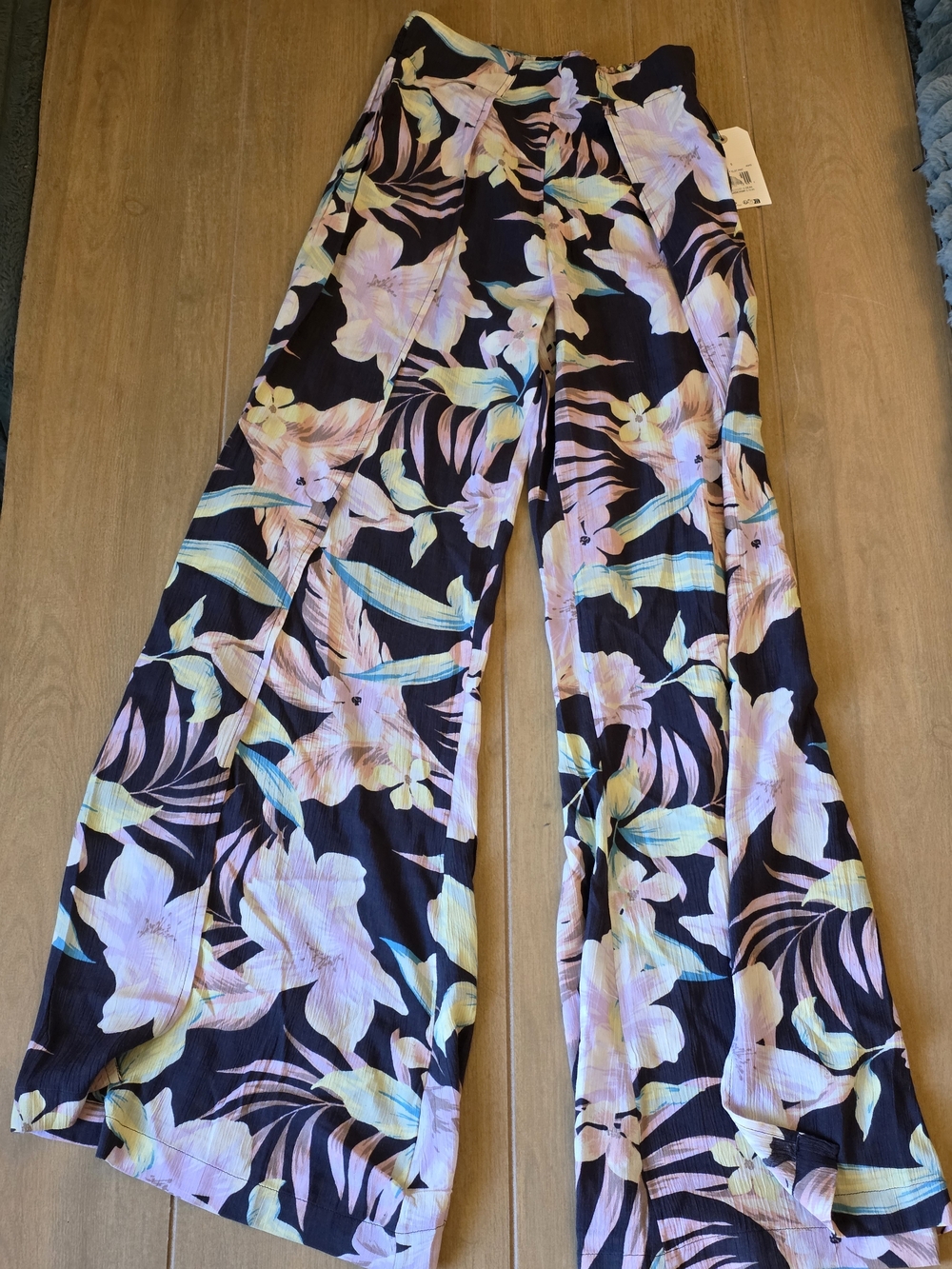Billabong Wide-Leg Floral Swim Cover Up Pants - Black, Pastel Floral - Small